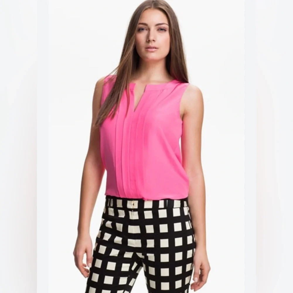 Kate Spade New York 'Addie' Sleeveless Pleated Silk Blouse‎ in Pink Size 4